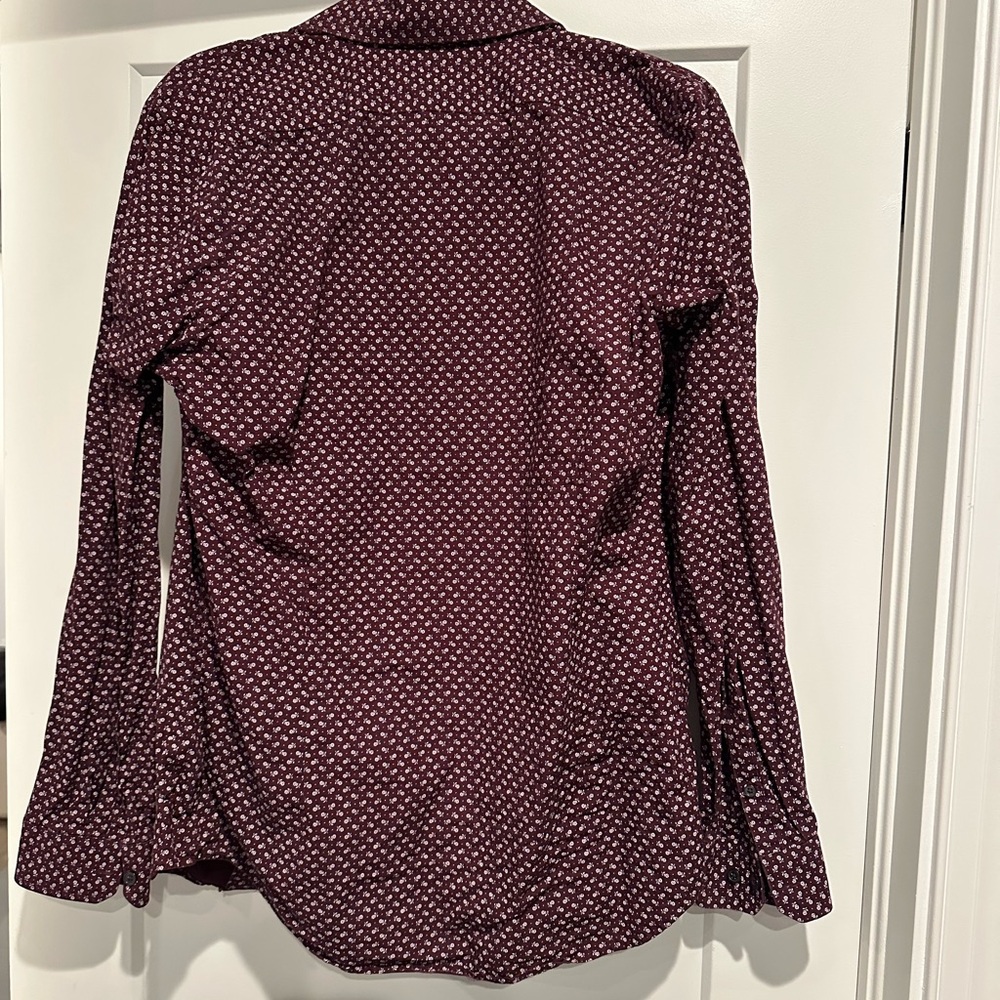Express Burgundy Patterned Button-Up Shirt - Picture 5 of 5